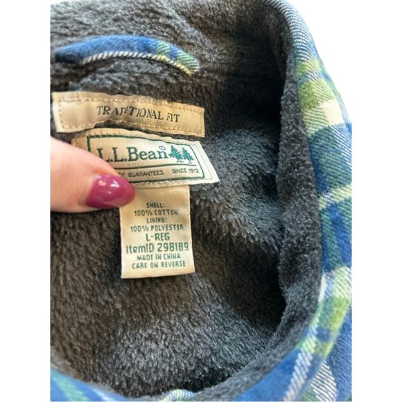 L.L. Bean Fleece Lined Flannel Jacket with Pockets- Size Large - Picture 13 of 16